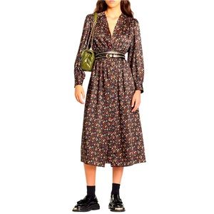 Sandro Tabitha midi black with floral print dress